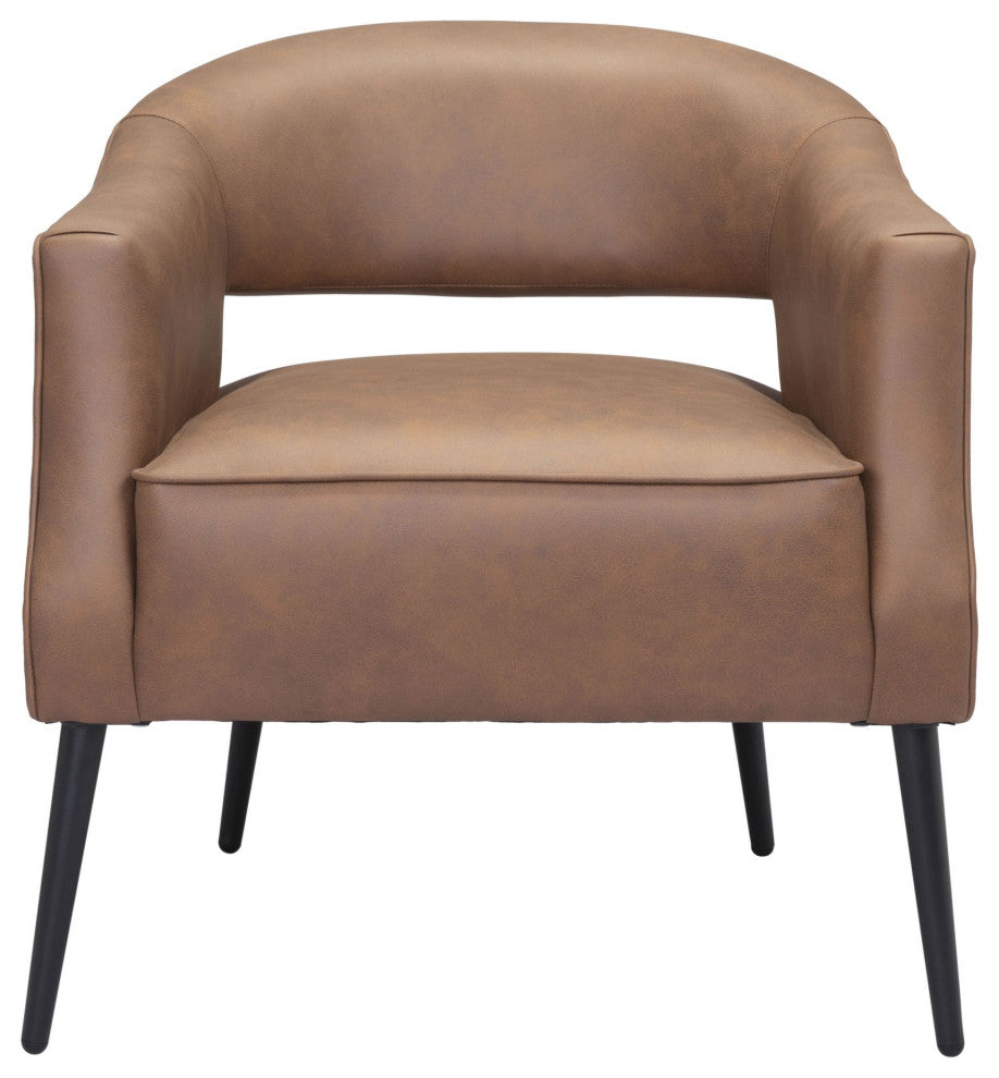 Accent Chair, Steel Metal, Vintage Brown, Black, Lounge Cafe Lobby Hospitality