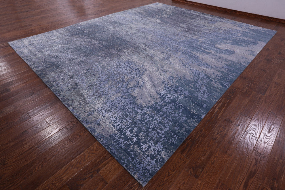 Wool and Silk Abstract Handmade Rug 12' 0" X 14' 11" Q11607