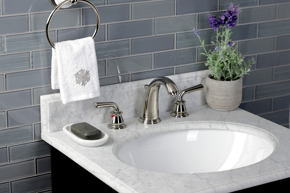 Kingston Brass KB986RXLPN Widespread Bathroom Faucet, Pop-Up Drain