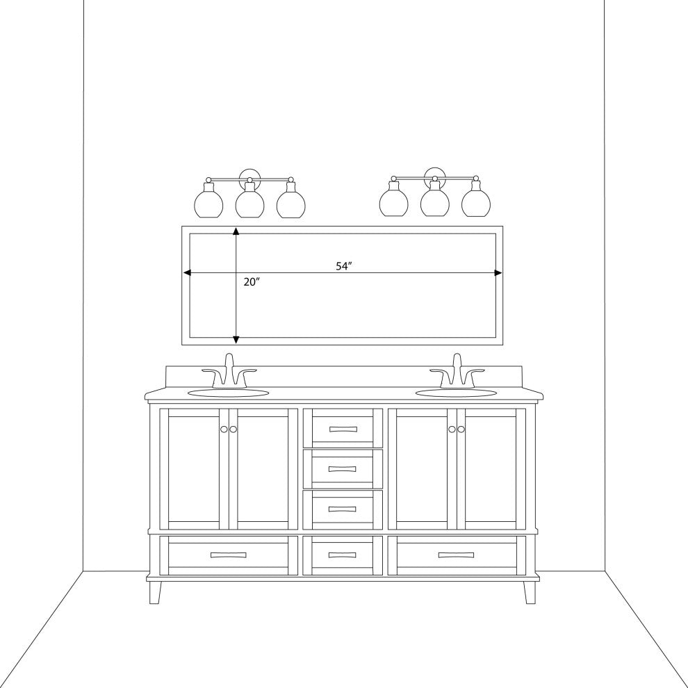 Ellis Framed Wall Mirror, Satin Nickel, 20"x54"