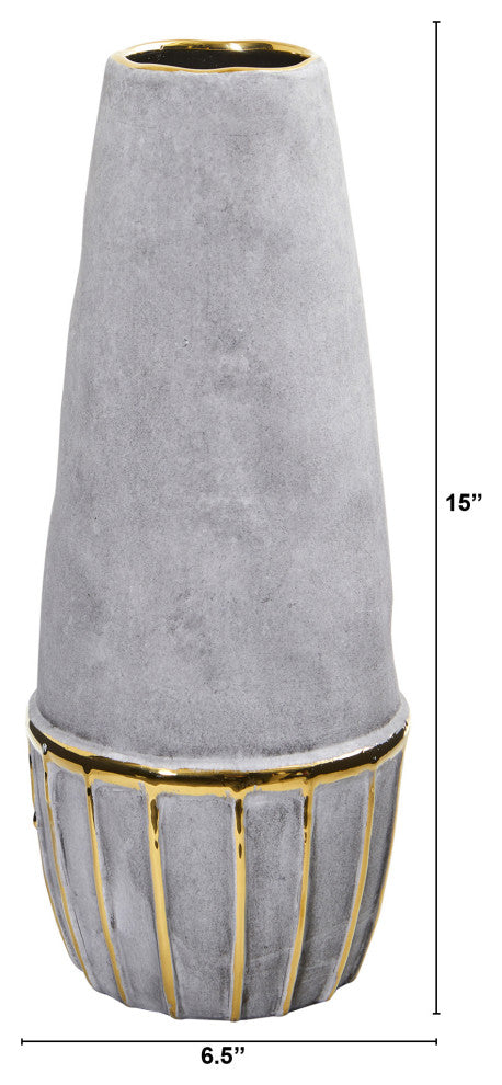 15 Regal Stone Decorative Vase with Gold Accents