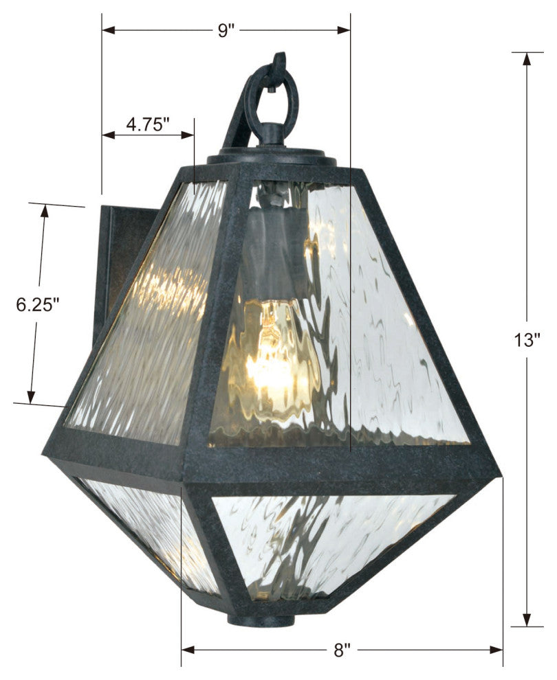Crystorama Lighting Group GLA-9701-WT Glacier 13" Tall Wall - Black Charcoal