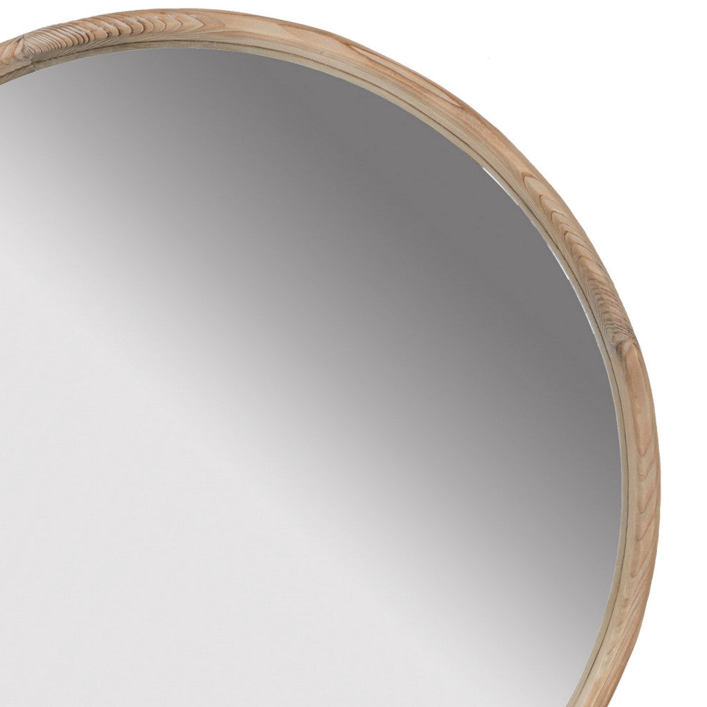 Benzara BM286105 28" Wall Mount Accent Mirror, Natural Fir Wood