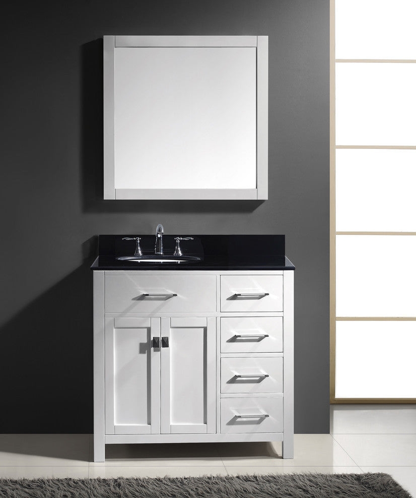 Caroline Parkway 36" Single Bathroom Vanity Set White, Granite Top