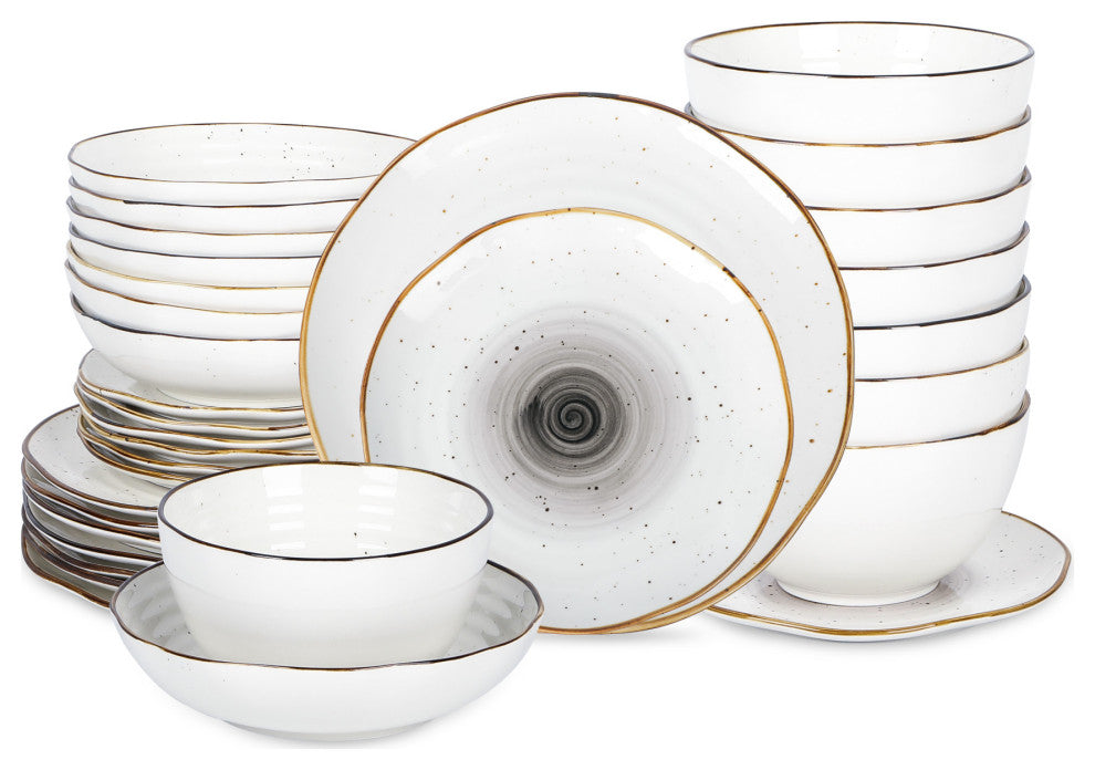 Christian Siriano Luma Porcelain 32 Piece Dinnerware Set, Black