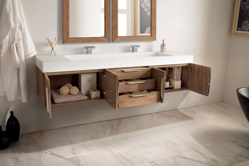 Mercer Island 72" Double Vanity, Latte Oak