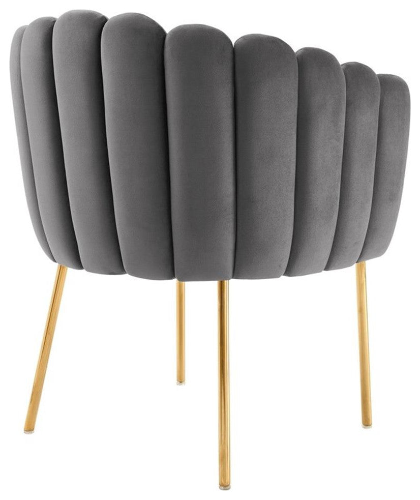 Sanna Channel Tufted Performance Velvet Armchair, Gray
