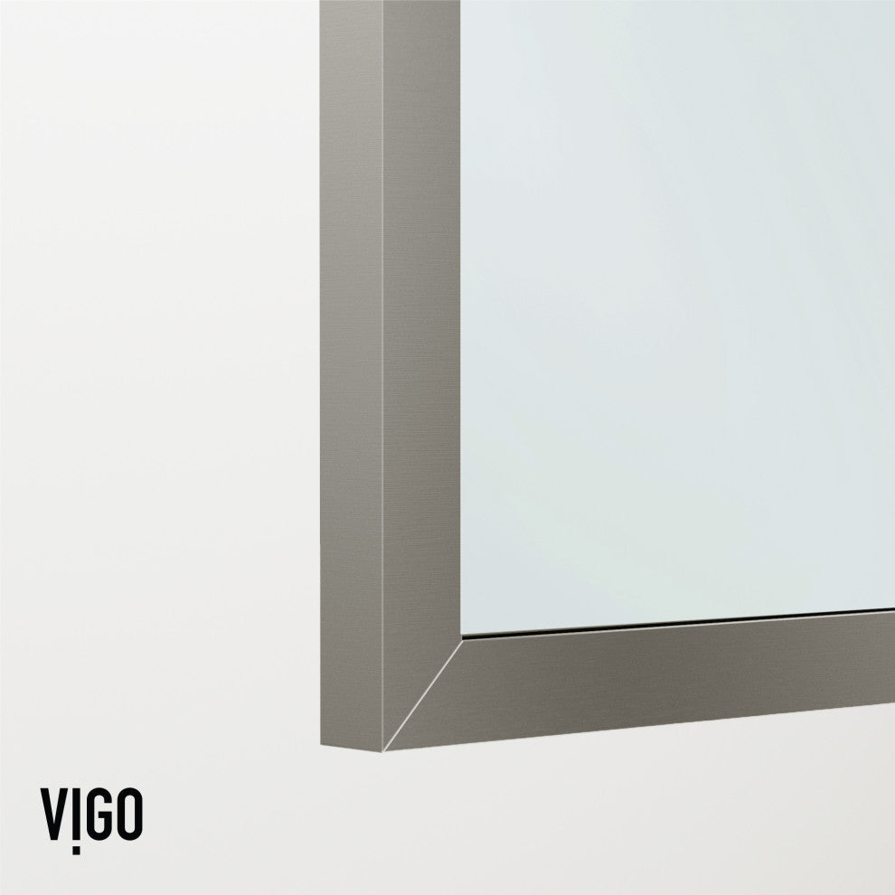 VIGO Meridian Framed Fixed, Stainless Steel, Shower Screen, 34" W X 74" H, Clear Glass