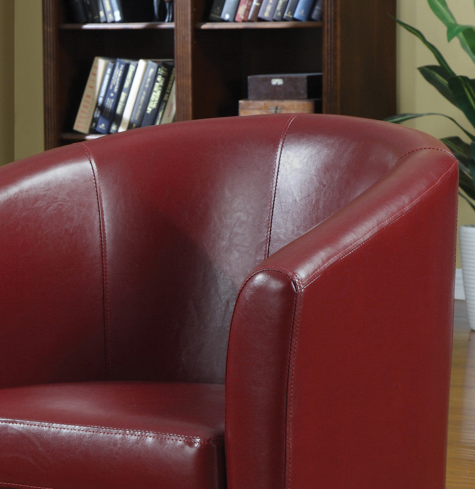Leatherette Upholstered Accent Swivel Chair, Red