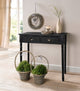 Antique-Style 2 Drawer Wood Console Table with Brass Finish Handles, Black