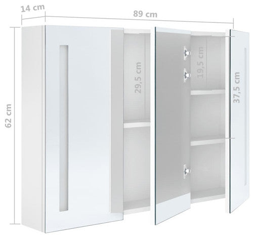 vidaXL Bathroom Cabinet Medicine Cabinet Mirrored Bathroom Vanity Shining White