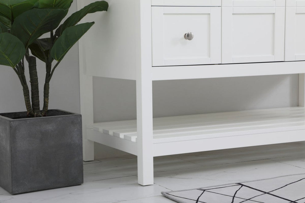 Tobias 48" Single Bathroom Vanity, White With Backsplash