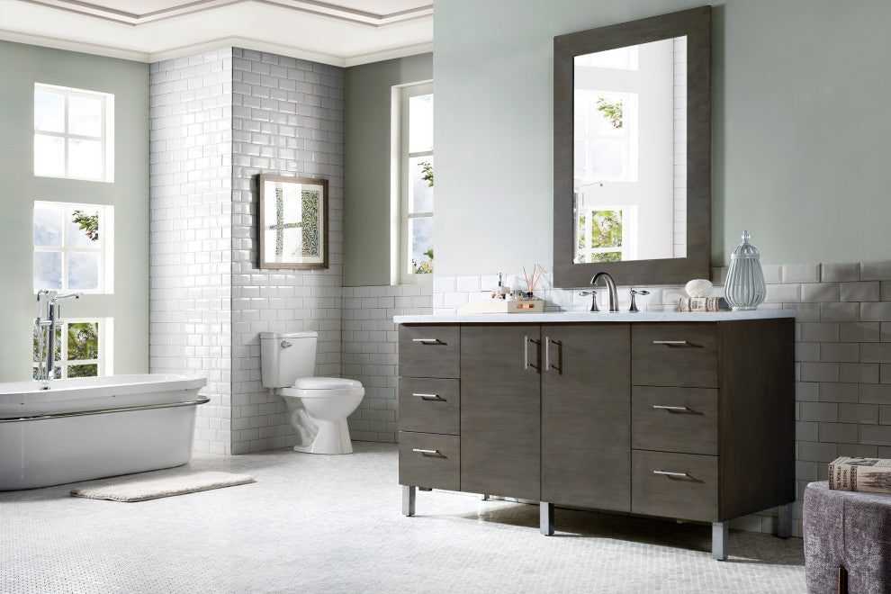 James Martin 850-V60S-SOK-3CAR Metropolitan 60" Silver Oak Vanity with Top