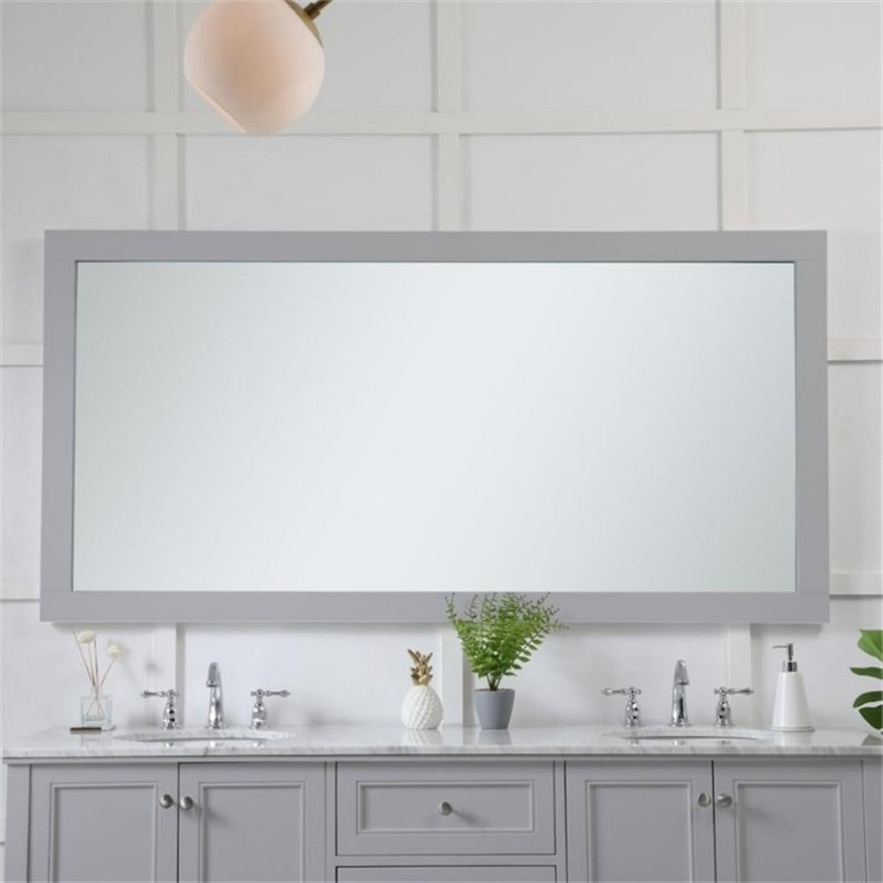 Elegant Decor Aqua 36" x 72" Wood Frame Bathroom Mirror in Gray