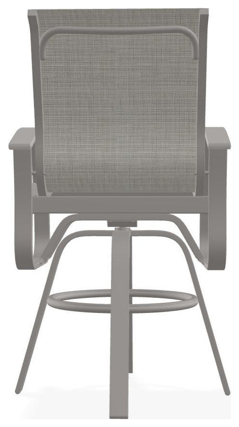 Belle Isle Sling Bar Height Outdoor Swivel Armchair, Deacon/Warm Gray