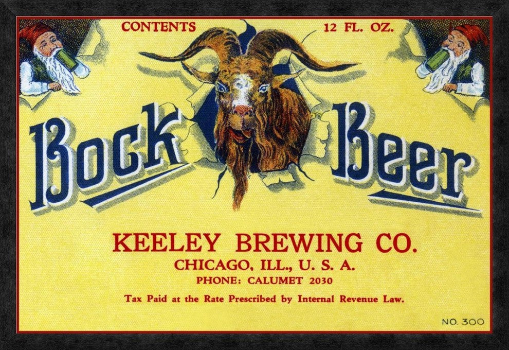 "Bock Beer" Framed Canvas Giclee by Vintage Booze Labels, 38"x26"