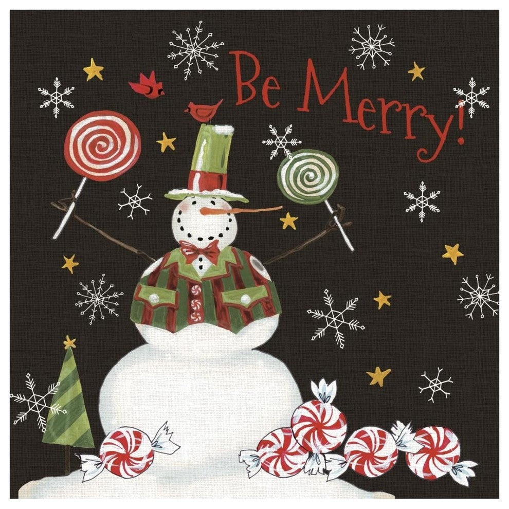 "Sweet Snowmen IV Black" Digital Paper Print by Anne Tavoletti, 32"x32"