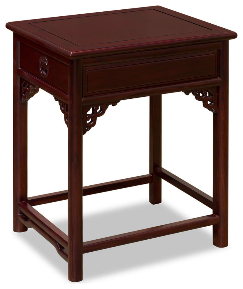 Dark Cherry Longevity Elmwood Chinese Ming End Table