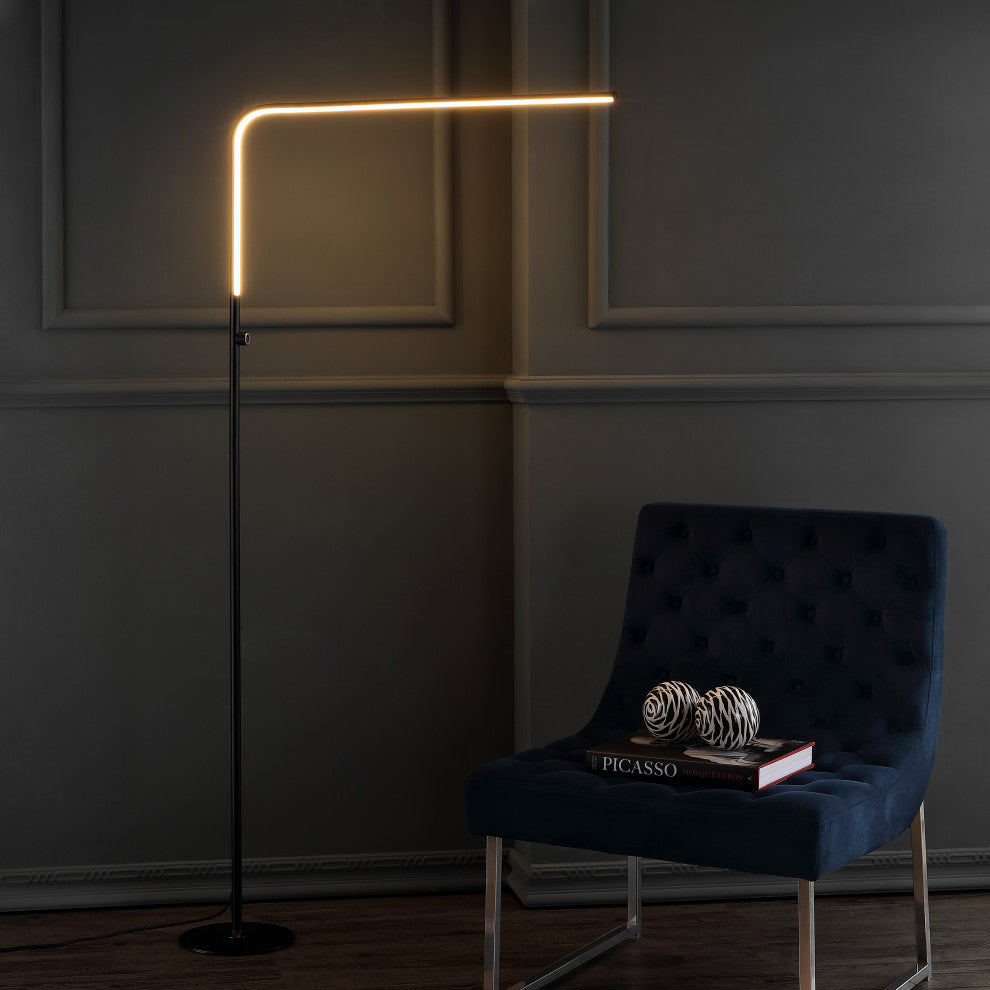 Natalie 63" LED Integrated Floor Lamp, Black