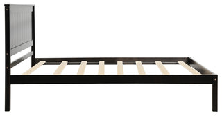 Gewnee Platform Bed Frame with Headboard , Wood Slat Support in Espresso