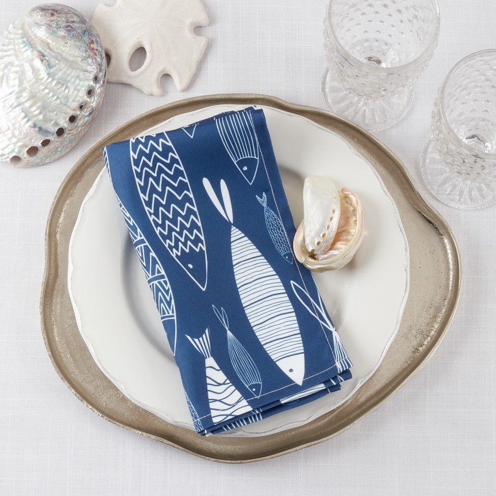 FishTable Napkins (Set of 4), Navy Blue, 20"x20"