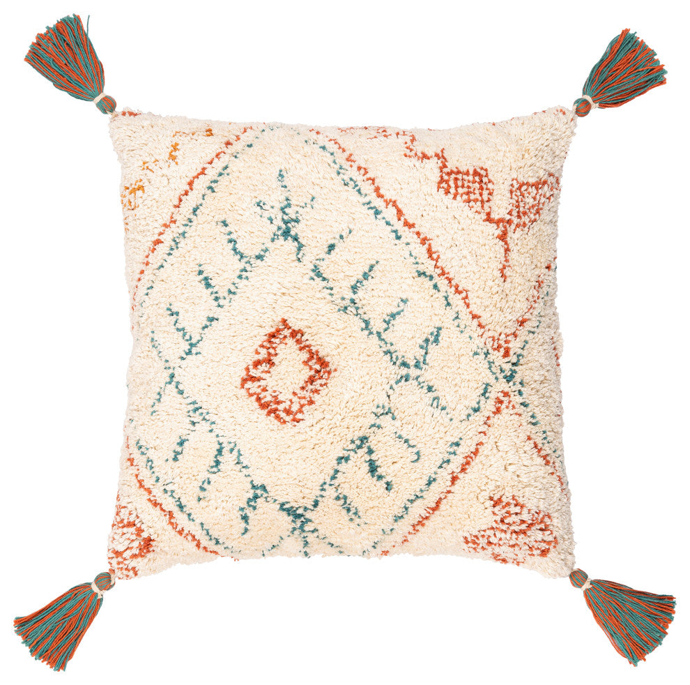 Surya Nador Brick Red Pillow Shell With Polyester Insert 20"H X 20"W