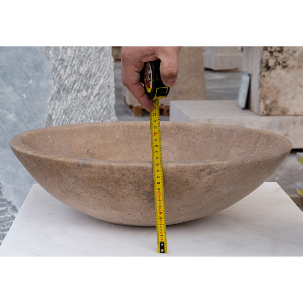 Karina Walnut Travertine Natural Stone Vessel Sink Honed and Filled  (W)16" (L)2