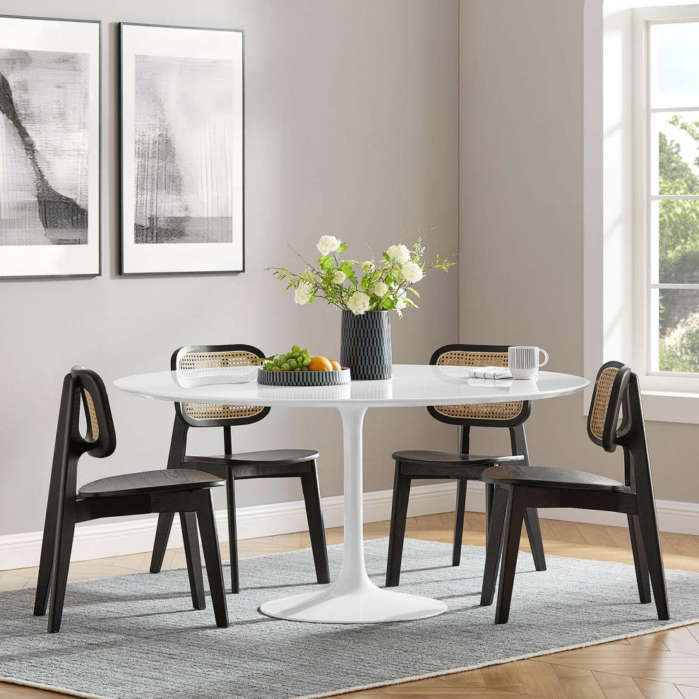 Lippa Round Wood Top Dining Table, White, 60"