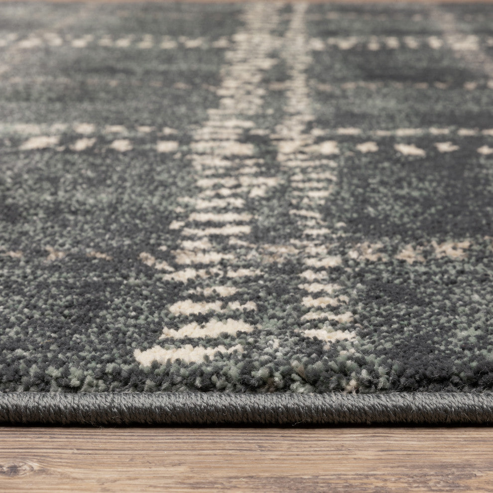 Carolina Rustic Plaid Area Rug, Blue, 9'10"x12'10"