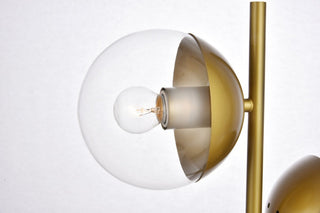 Midcentury Modern Brass And Clear 2-Light Table Lamp
