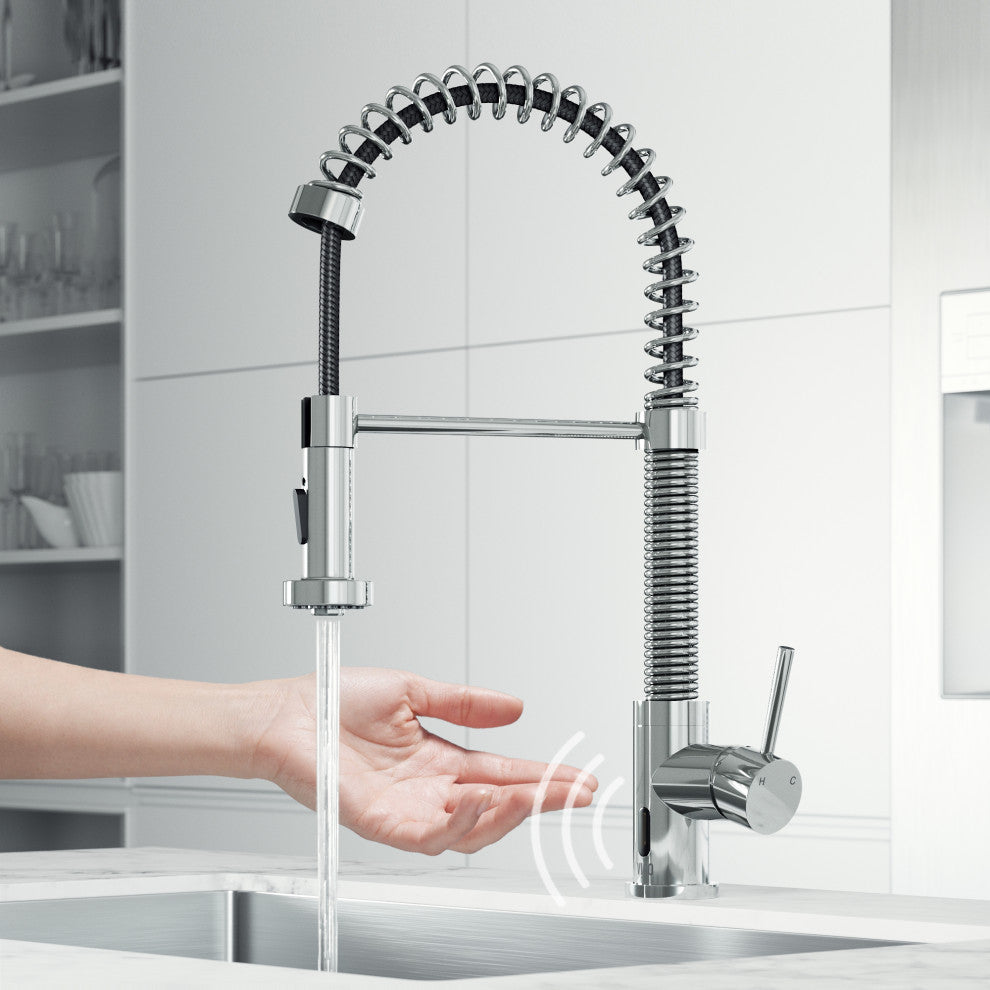 VIGO Edison 19" H Single Handle Pull-Down Sprayer Kitchen Faucet, Chrome, Touchless, Without Extras