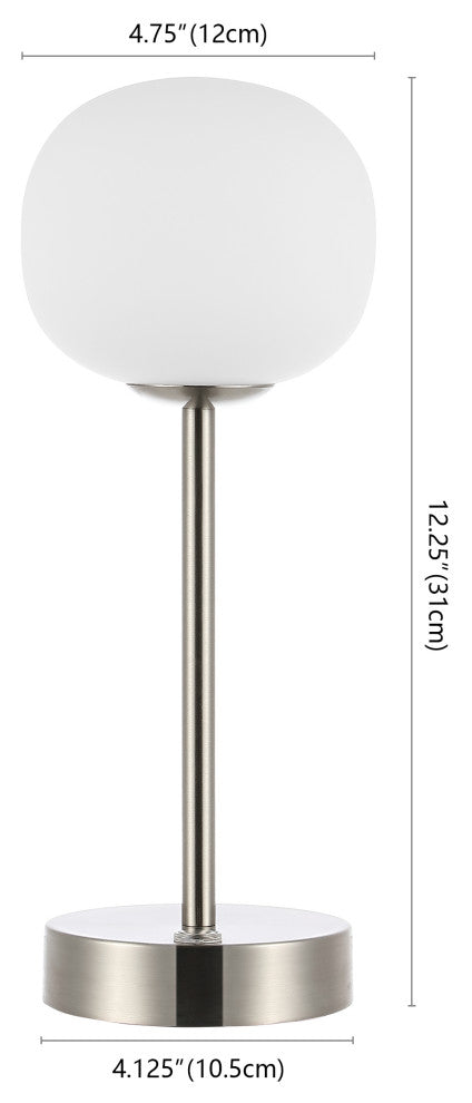 12.25" Modern Minimalist Iron Rechargeable Integrated LED Table Lamp, Nickel