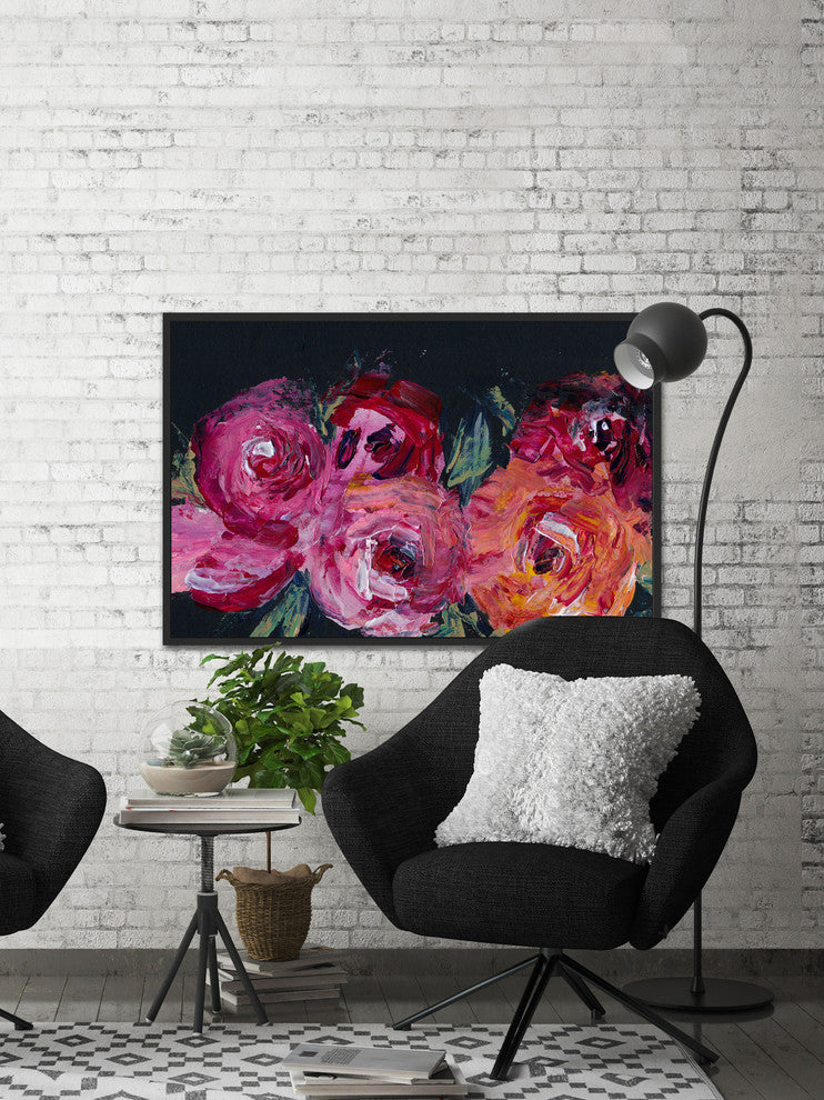 "Blooming Rose" Floater Framed Painting Print, Canvas, 18"x12"