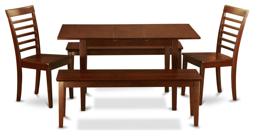 5 Pc Kitchen Table Set - Plus 2 Chairs For Dining Room And 2 Benches