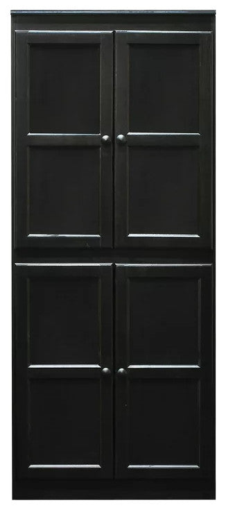 Storage Cabinet, Hardwood Frame With Adjustable Shelves & Round Handles, Brown