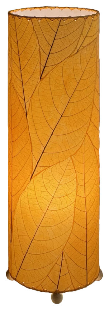 24 Inch Cocoa Leaf Cylinder Table Lamp Orange