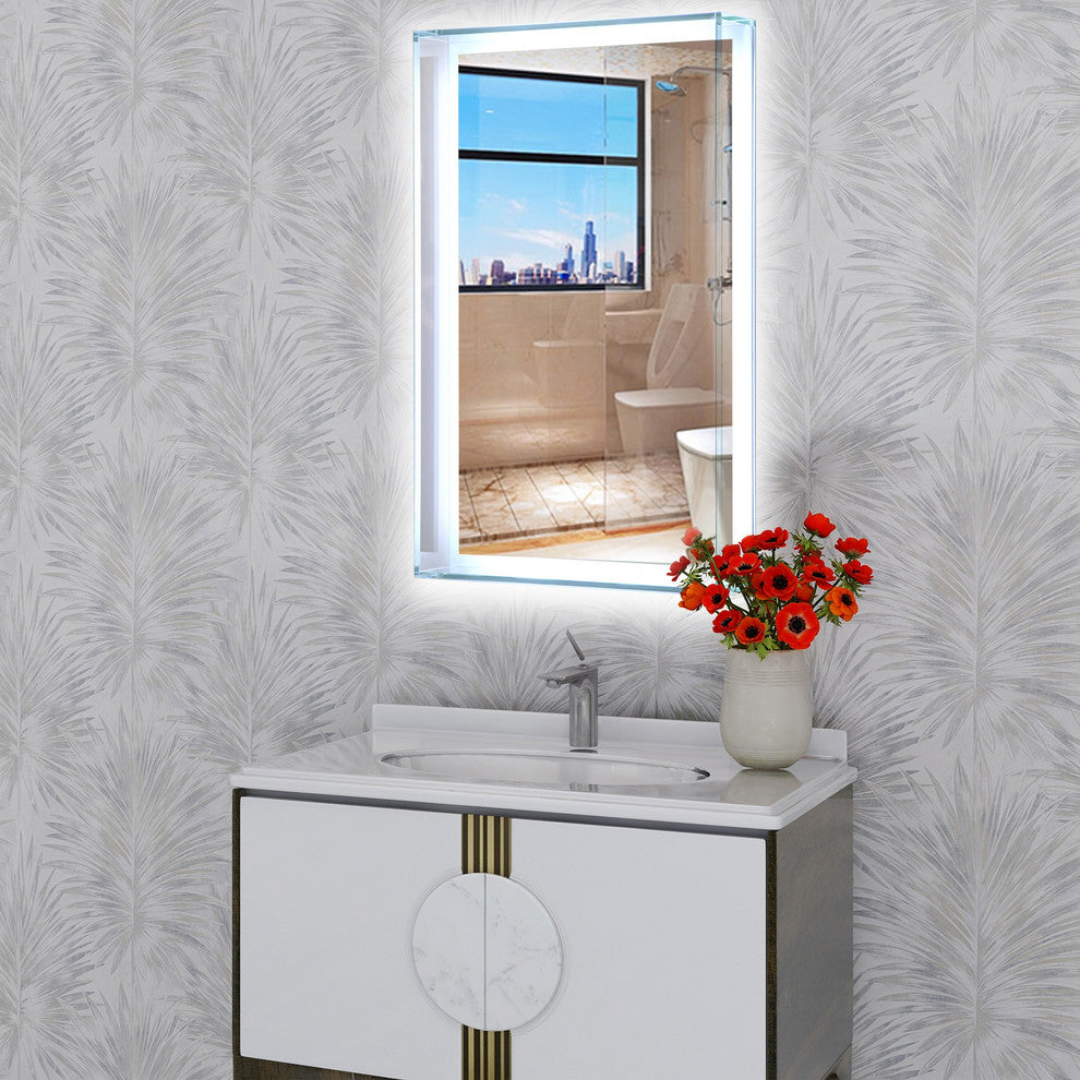 Vanity Art LED Lighted Bathroom Mirror With Touch Sensor and Glass Cabinet