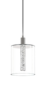 Velo Clear w/Bubbles Single Pendant - 3W - Matte Black Socket