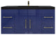 Rosa 48" Wall Mounted Modern Vanity, High Gloss Night Blue, Matt Black Top