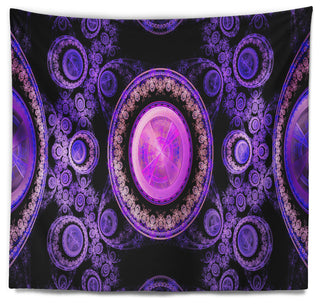 Purple Psychedelic Relaxing Art Abstract Wall Tapestry, 80"x68"