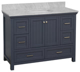 Paige 48" Bathroom Vanity, Marine Gray, Carrara Marble
