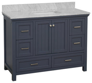 Paige 48" Bathroom Vanity, Marine Gray, Carrara Marble