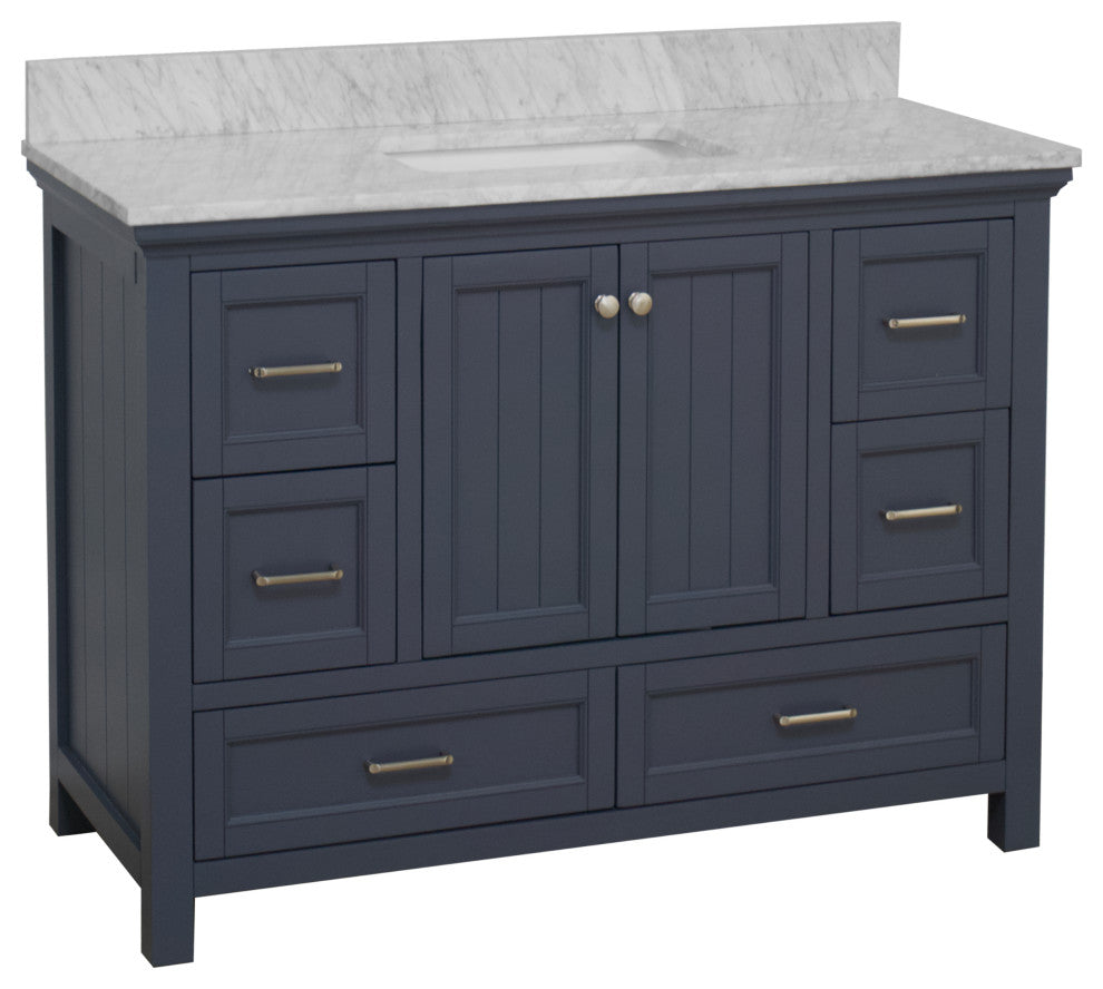 Paige 48" Bathroom Vanity, Marine Gray, Carrara Marble