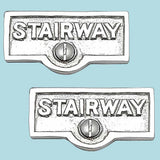 2 Switch Plate Tags STAIRWAY Name Signs Labels Chrome Brass |