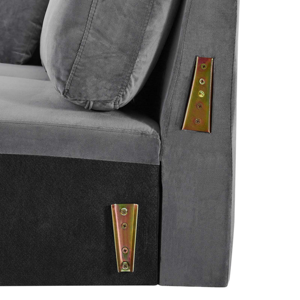 Sofa, Velvet, Gray, Modern, Living Lounge Room Hotel Lobby Hospitality