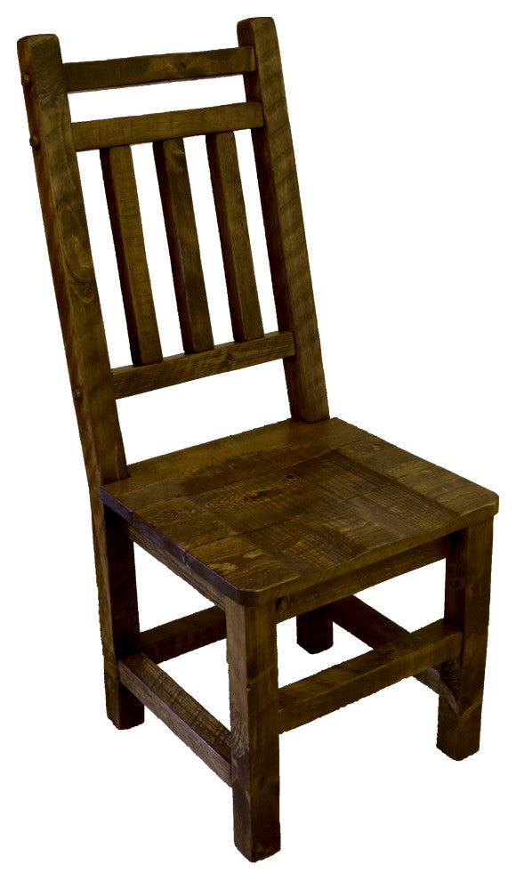 Barnwood Style Timber Peg Dining Room Chair with Double Top Rail, Set of 2, Woodland Smoke