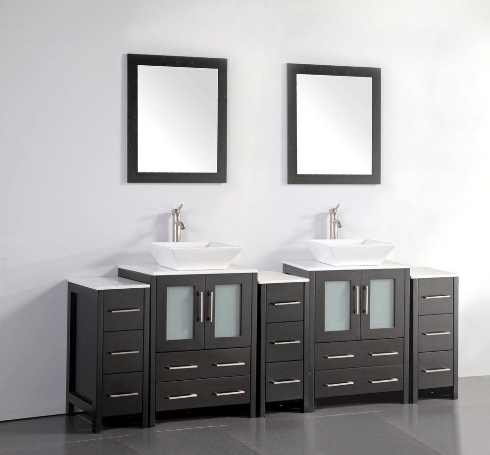 Vanity Art Bathroom Vanity Set With Sink, Espresso, 84", Standard Mirror