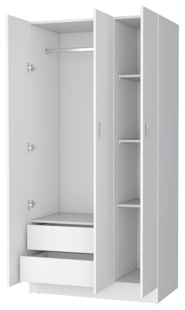 Casper Wardrobe with 2-Drawers, Hanging Rod and 3-Doors