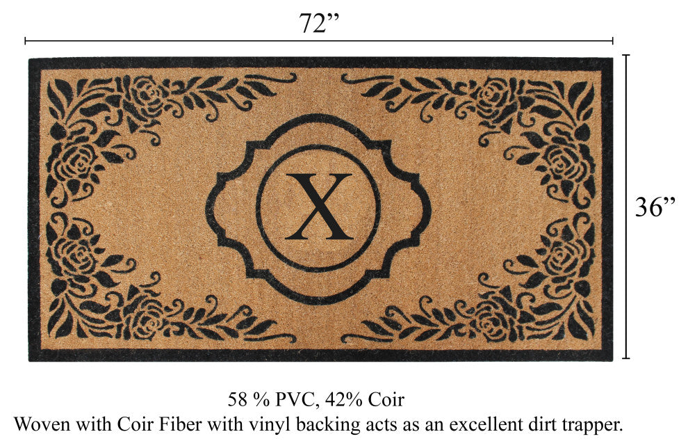 A1HC First Impression Hand Crafted Ella Entry Coir Monogrammed Double Doormat, X