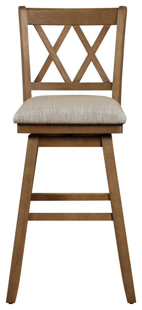 Brookline Oak High Back Wood Bar Stool, 42.5 in.